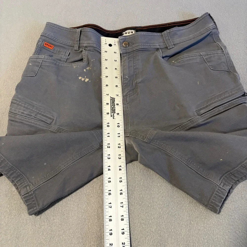 Brunt The Martin Short Mens 38x10 Gray Utility Cargo Canvas Workwear Stained